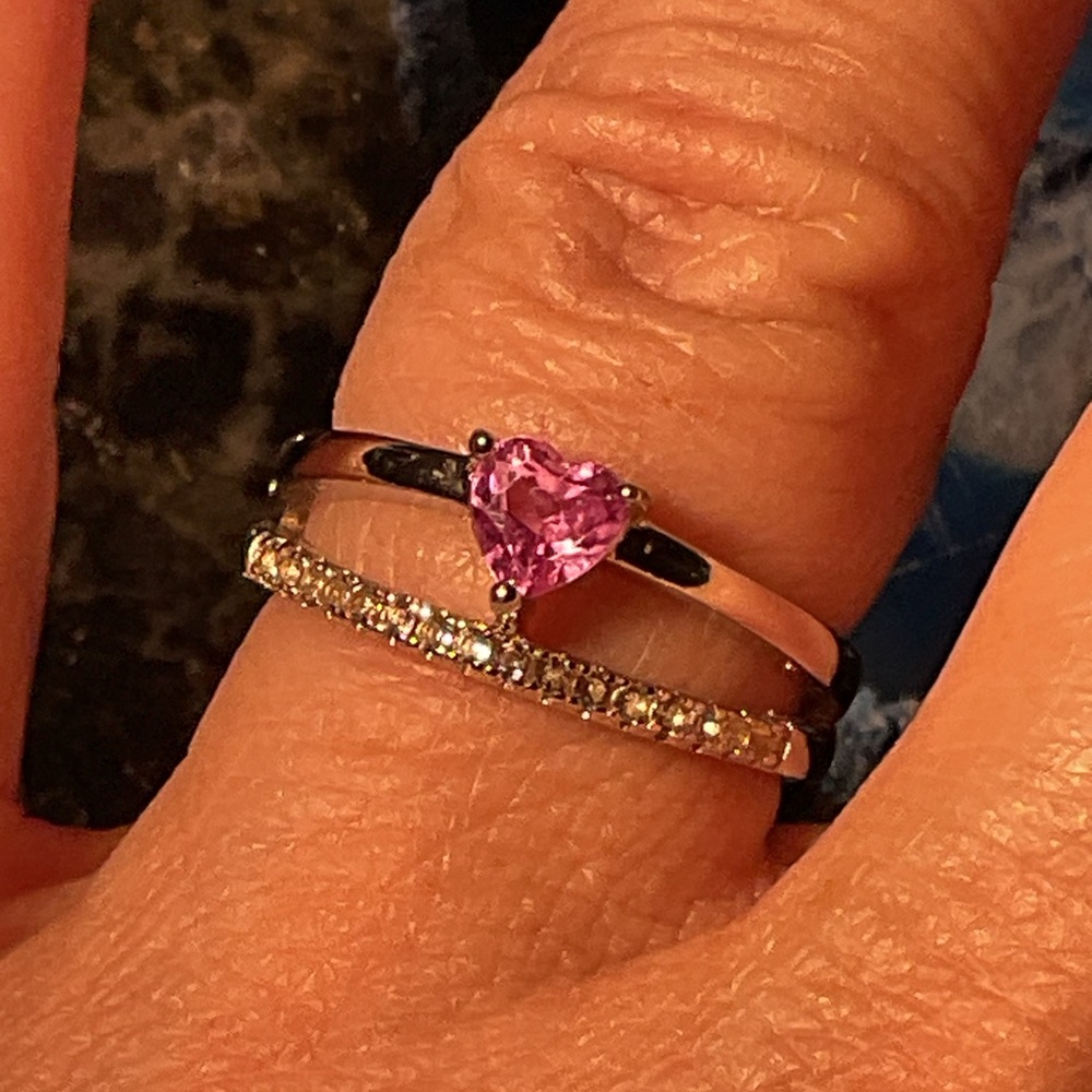 Pink Heart Ruby .925 Silver Ring - Picture 7 of 8